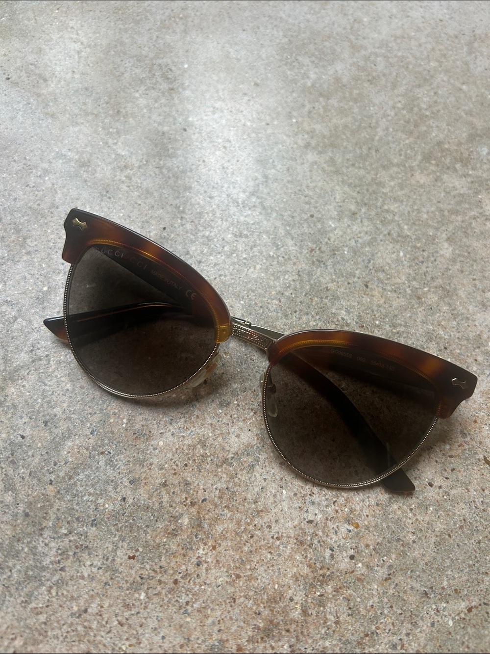 Gucci Tortoiseshell Cat Eye Sunglasses with Dark Lenses